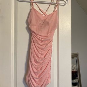 sandra runched mesh bodycon dress